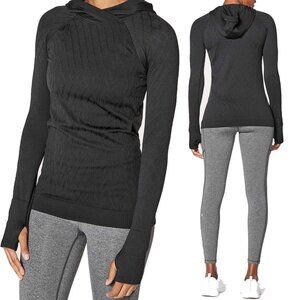 Lululemon Rest Less Hoodie Womens Size 6 Seamless Athleisure Black Diamond Layer